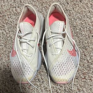 Nike Women's White and Pink Mesh Sneakers